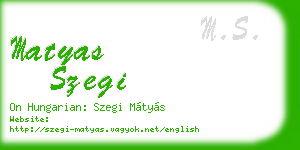 matyas szegi business card